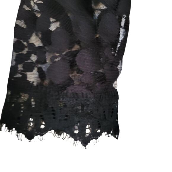 Free People Lace Mesh Black Dress S4 Black Whimsy Goth Witchcore Dark Fairy - Picture 4 of 11